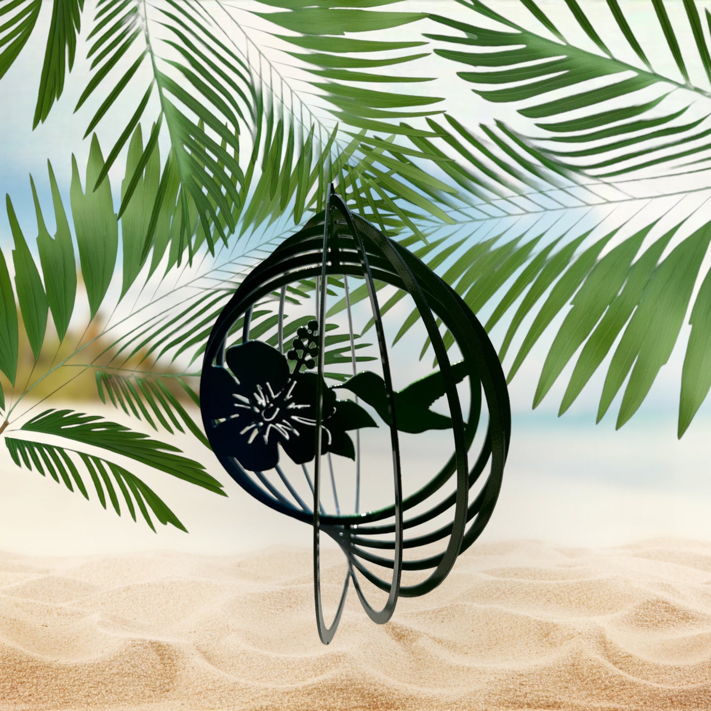 Hummingbird with flower wind spinner