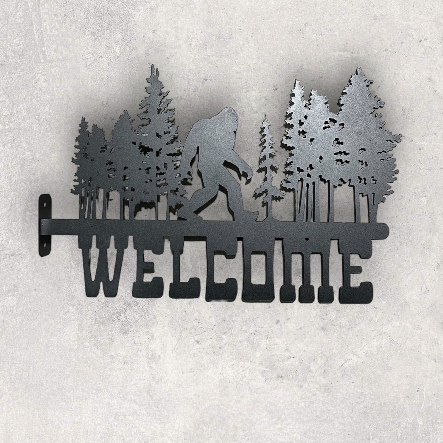 Sasquatch Welcome Post Mount | Bigfoot Metal Art | Outdoor Decor